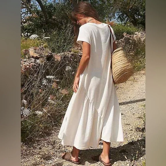 Free People Beach Lena Midi Dress Linen Maxi Free-est Fp - Picture 1 of 8